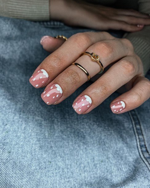 Female White And Nude Nails