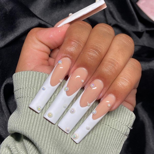 Female White French Tip Nails