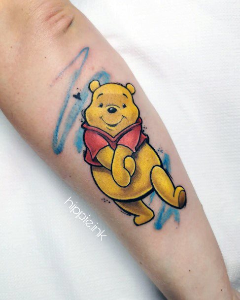 Female Winnie The Pooh Tattoo On Woman