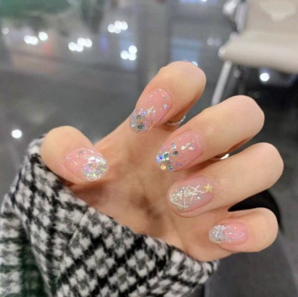 Female With Cute Sparkles On Nails Designs For Women