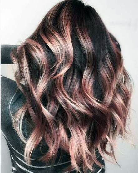 Female With Flowing Curls Black Roots To Burgundy Ends Ombre