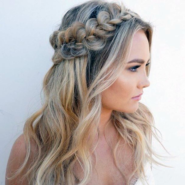 Female With Light Blonde Hair And Ash Highlights Into Double Dutch Braid