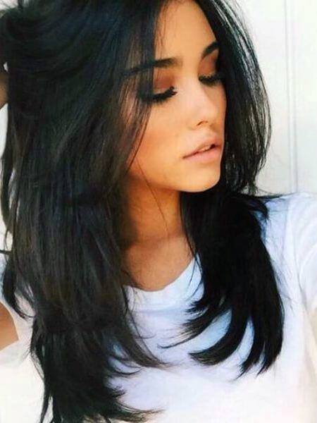 Female With Long Dark Hair And Slight Airy Wave