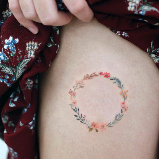 Female Wreath Tattoo On Woman