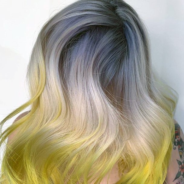 Female Yellow Ombre Hairstyles On Woman