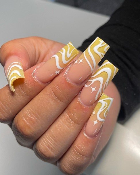 Female Yellow Square Nails