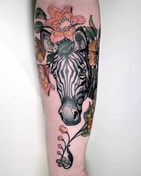 Female Zebra Tattoo On Woman