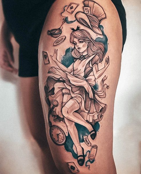Females Alice In Wonderland Tattoos