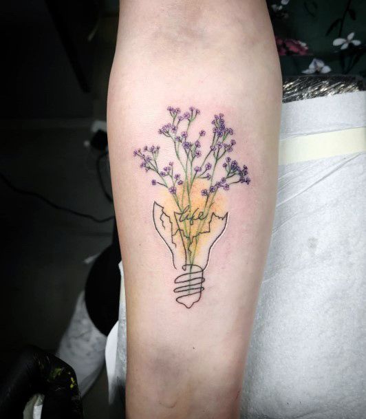 Females Babys Breath Tattoos