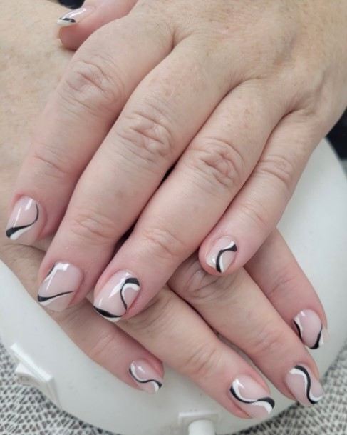 Females Black And White Nails