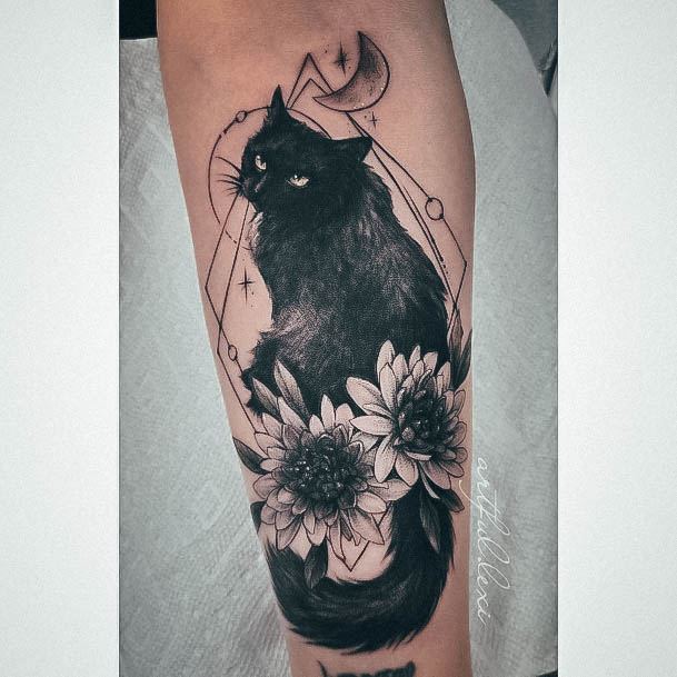 Females Black Cat Tattoos