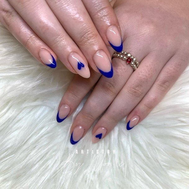 Females Blue French Tip Nails