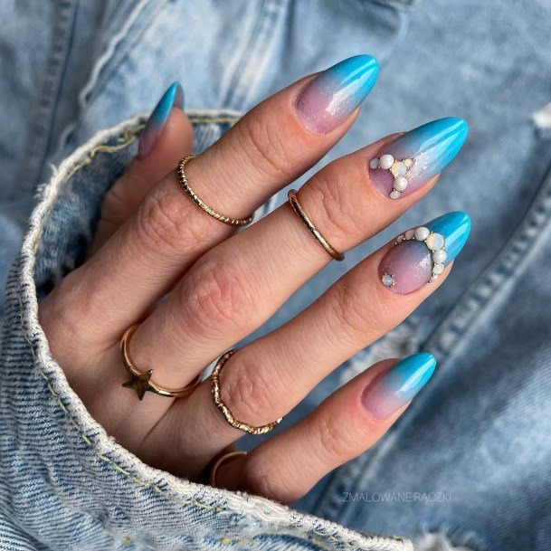 Females Blue Ombre Nails