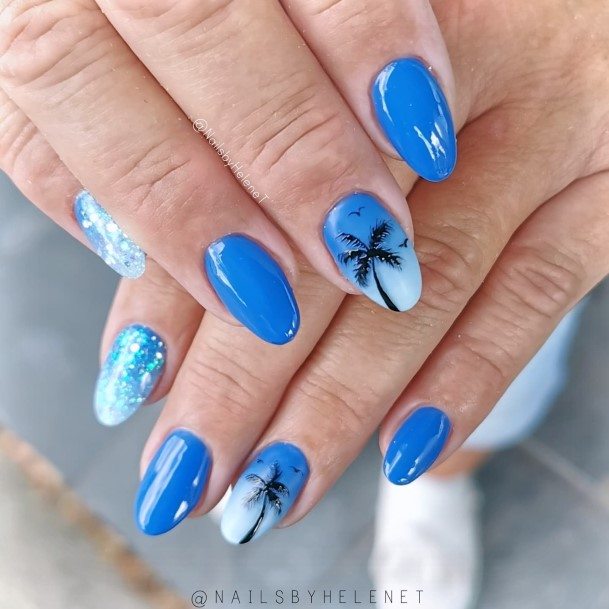 Females Blue Summer Nails