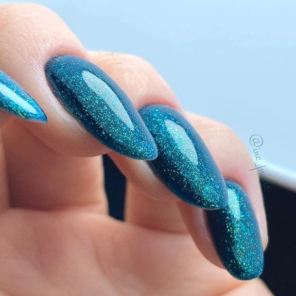 Females Blue Winter Nails