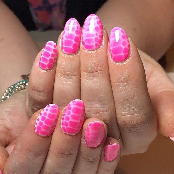 Females Bright Pink Nails