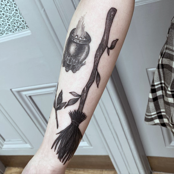 Females Broomstick Tattoos