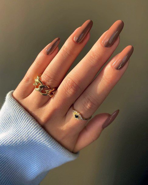 Females Brown Dress Nails