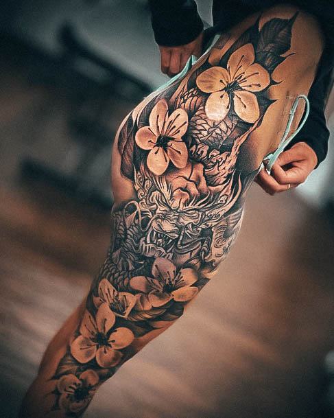 Females Butt Tattoos Leg Sleeve