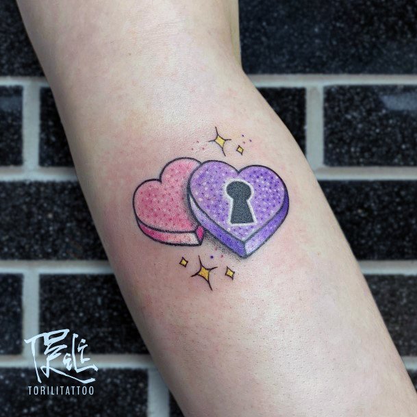 Females Candy Heart Tattoos