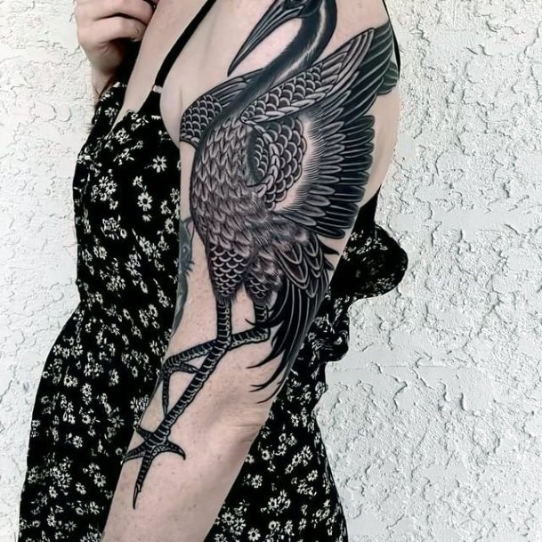 Females Crane Tattoos