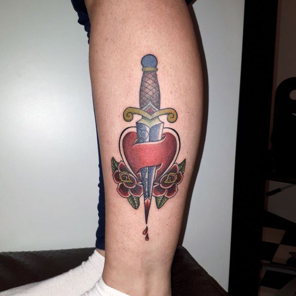 Females Dagger Heart Tattoos