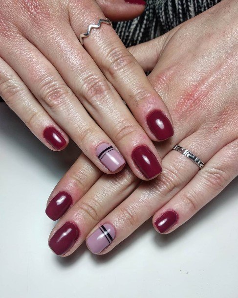 Females Dark Red Nails