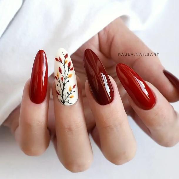 Females Deep Red Nails