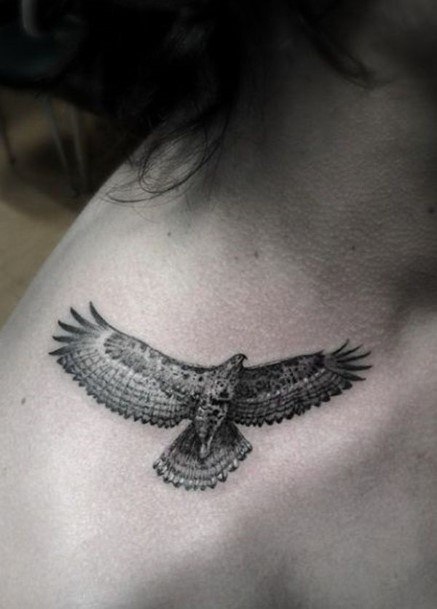 Females Eagle Tattoos Shoulder Collar Bone