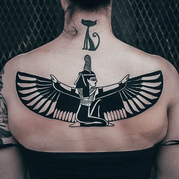 Females Egyptian Tattoos Blackwork