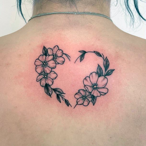 Females Flower Heart Tattoos