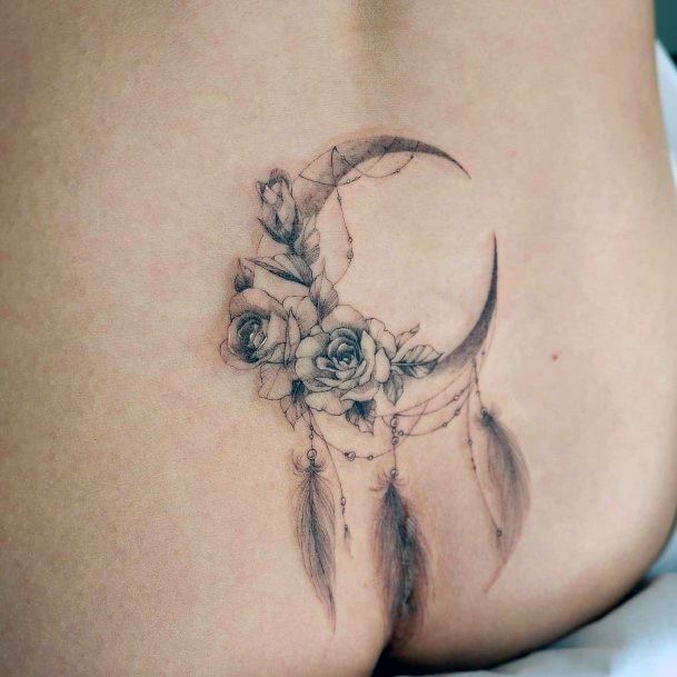 Females Flower Moon Tattoos