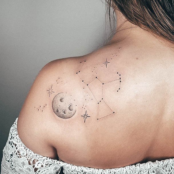 Females Galaxy Tattoos Constellation Shoulder