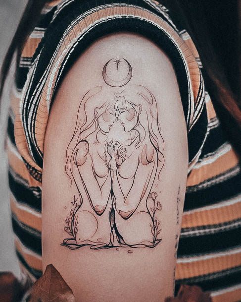Females Gemini Tattoos Sketched Arm