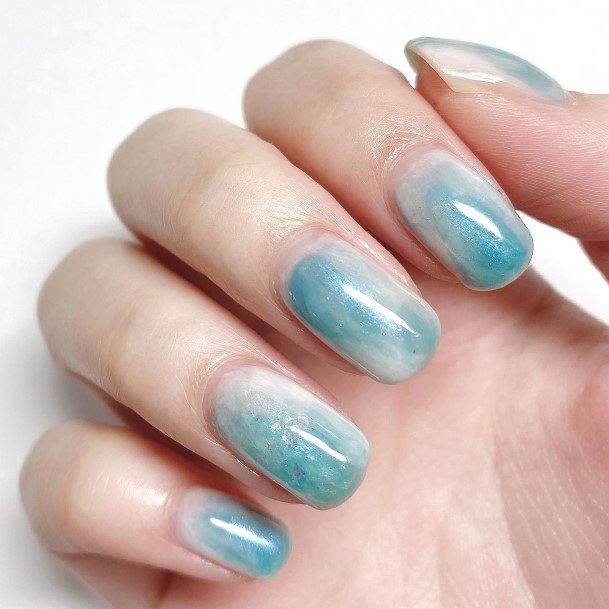 Females Light Blue Nails