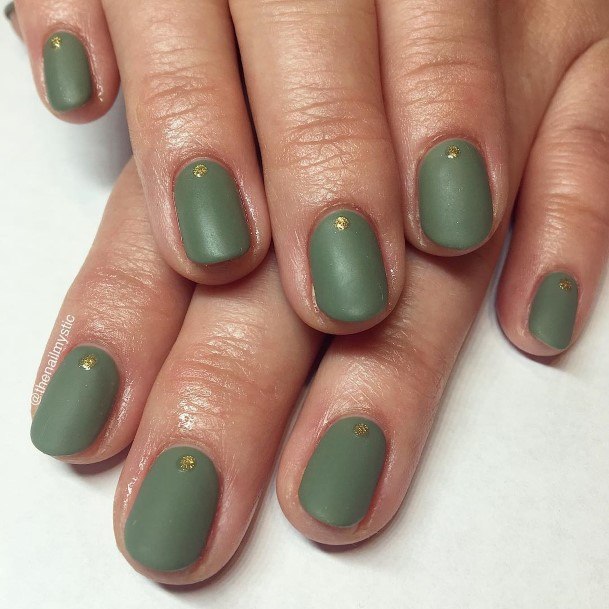 Females Matte Green Nails