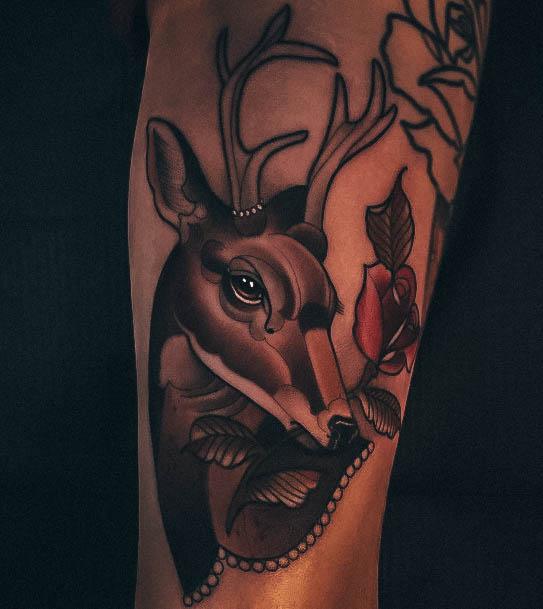 Females Neo Traditional Tattoos Deer