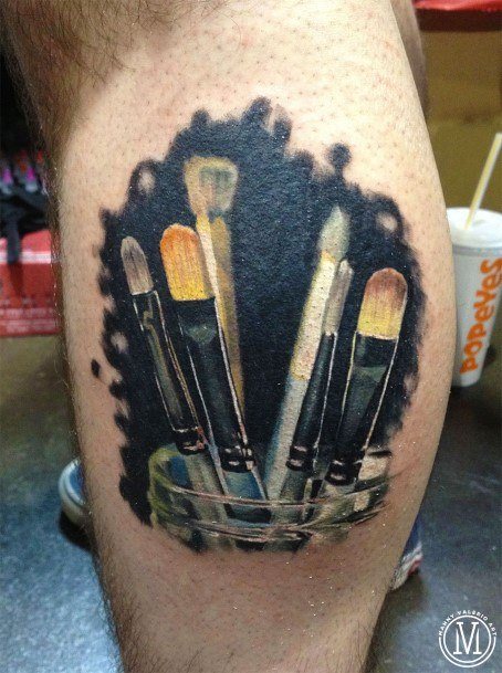 Females Paint Brush Tattoos