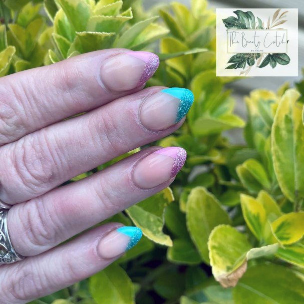 Females Pink And Blue Nails