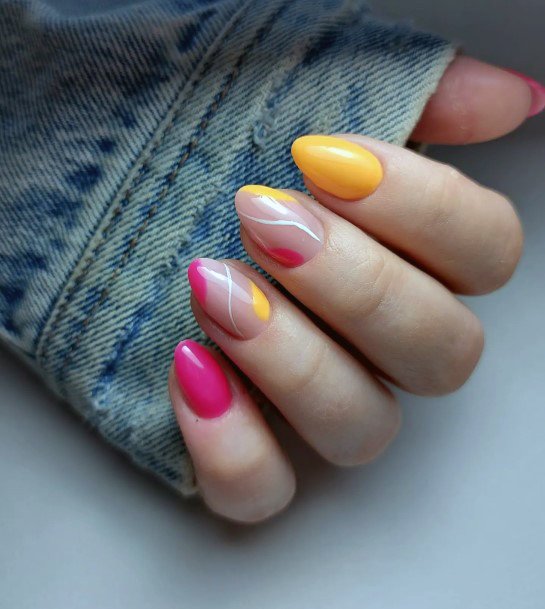 Females Pink And Orange Nails