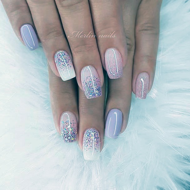 Females Pink Ombre With Glitter Nails