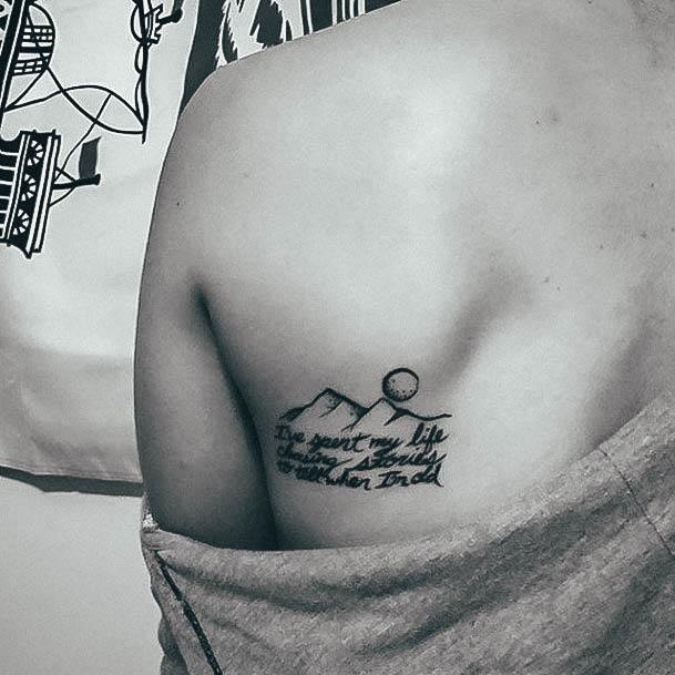 Females Quote Tattoos Shoulder Mountains