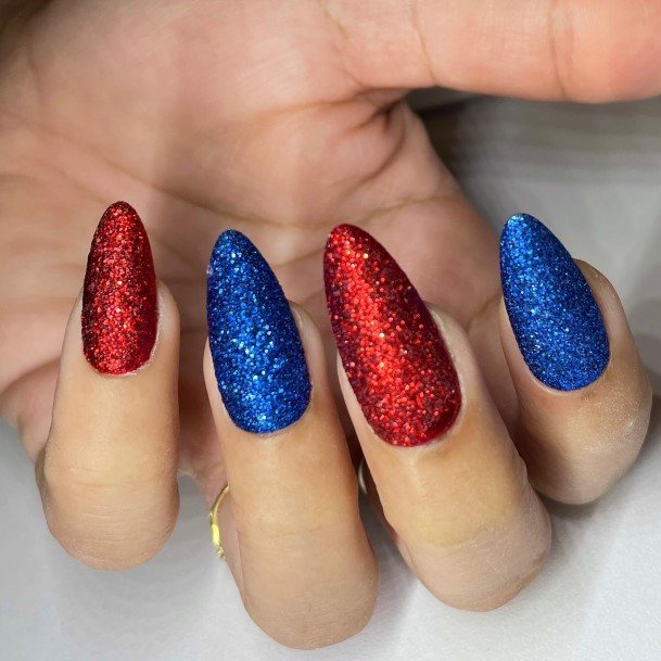 Females Red And Blue Nails