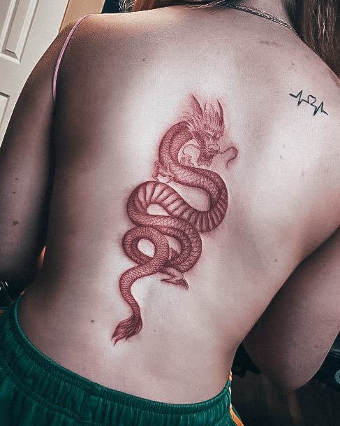 Females Red Dragon Tattoos