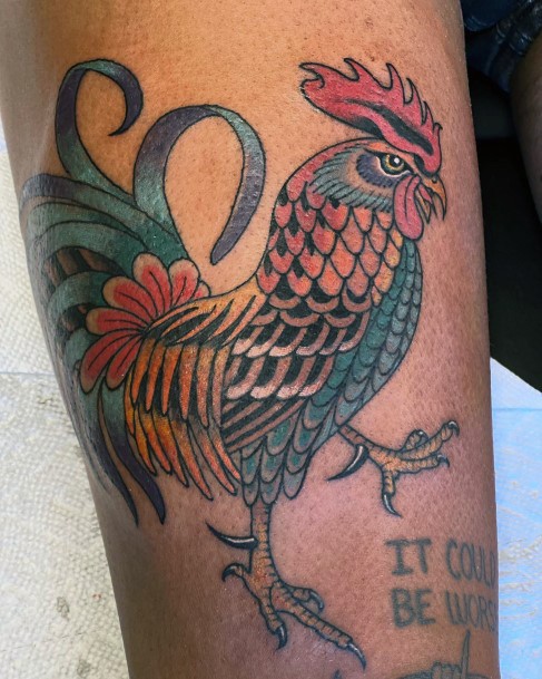 Females Rooster Tattoos