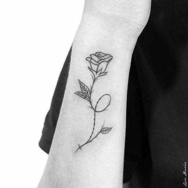 Females Rosary Tattoos Rose Flower Arm