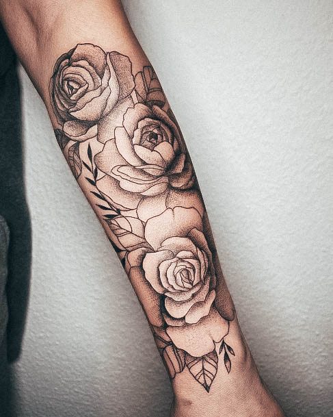 Females Rose Forearm Tattoos