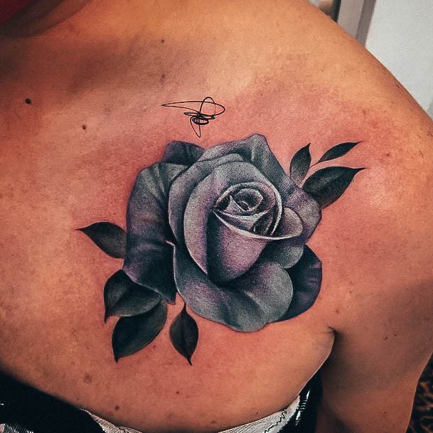 Females Rose Shoulder Tattoos