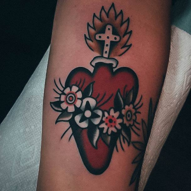 Females Sacred Heart Tattoos