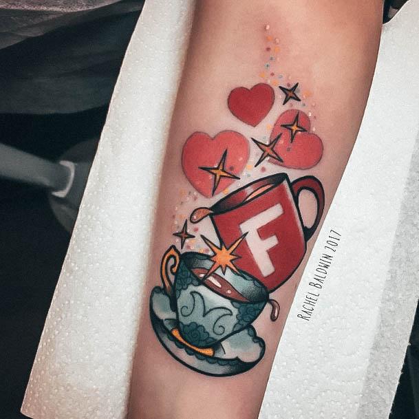 Females Tea Cup Tattoos